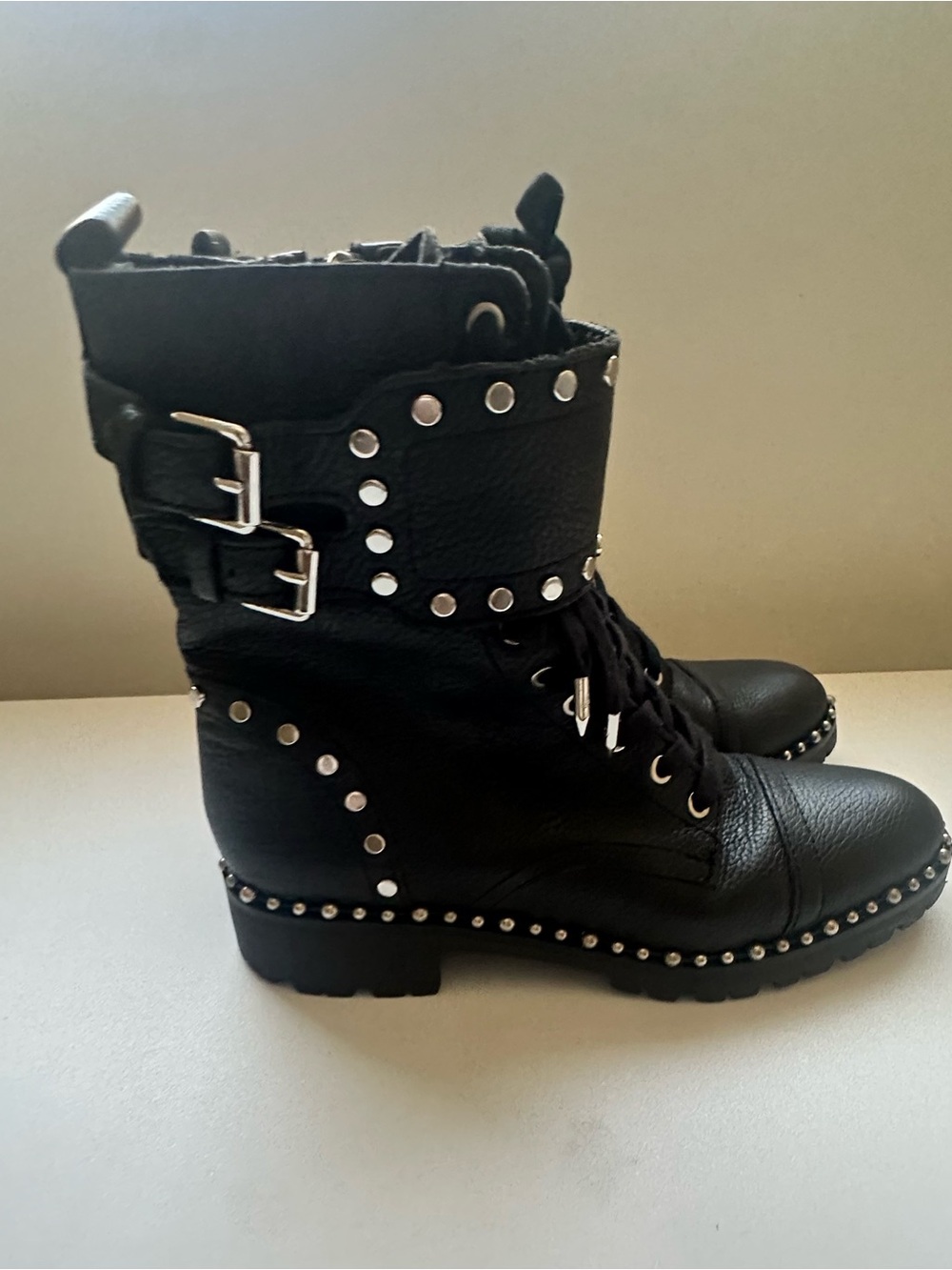 Sam Edelman Studded Combat Ankle Boots - Black